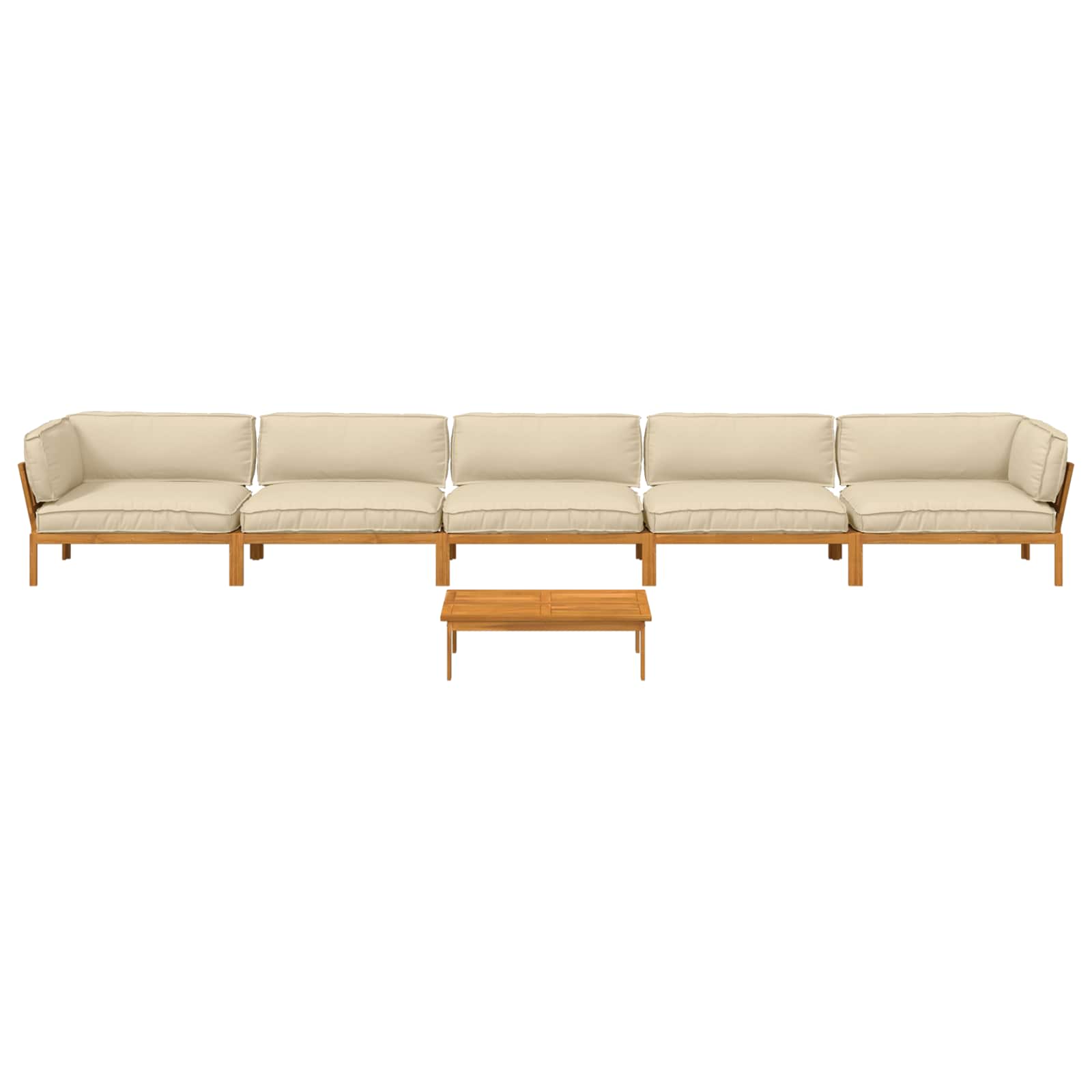 Sofa Set mit Kissen Uni 6 pcs Beige Massivholz Akazie