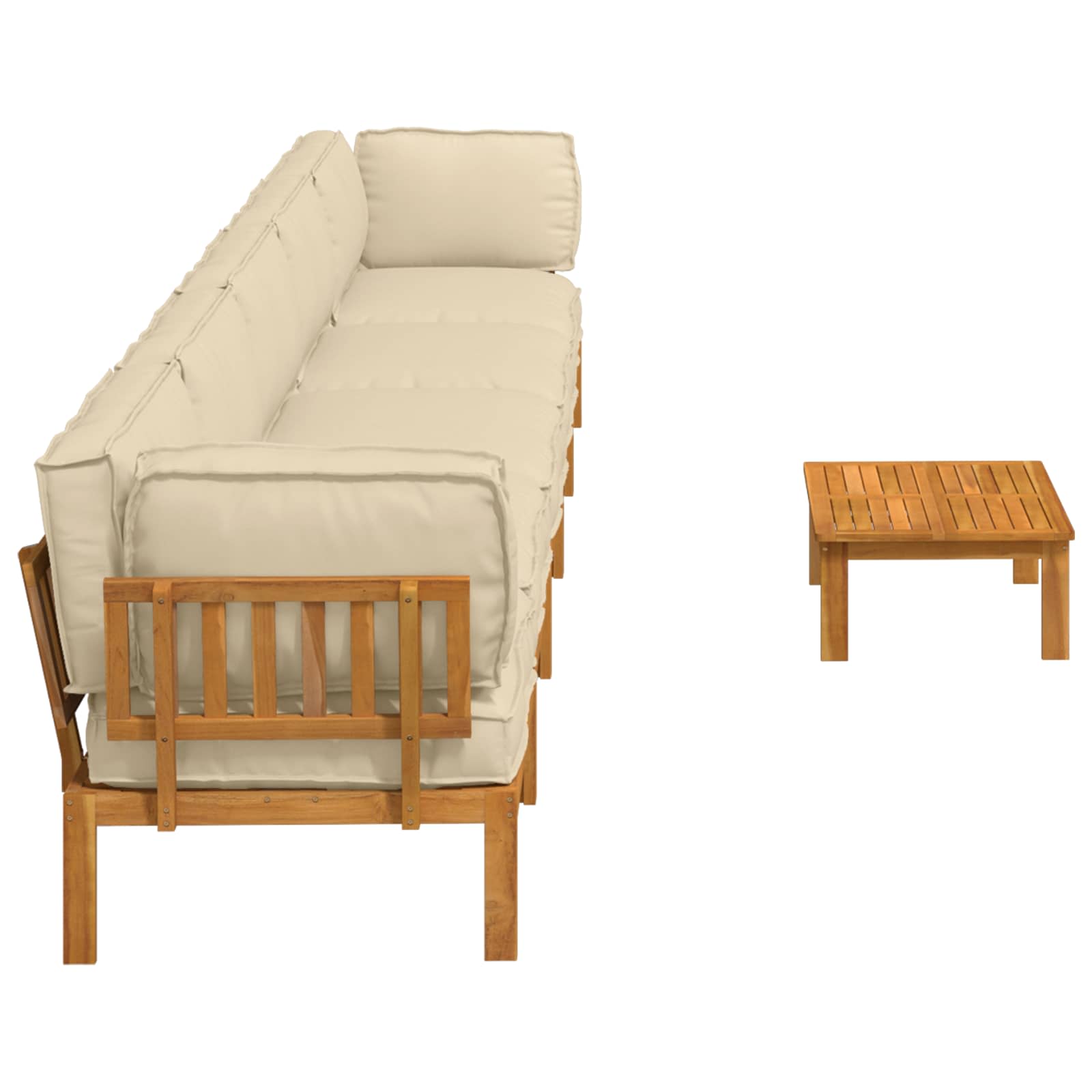 Sofa Set mit Kissen Uni 6 pcs Beige Massivholz Akazie