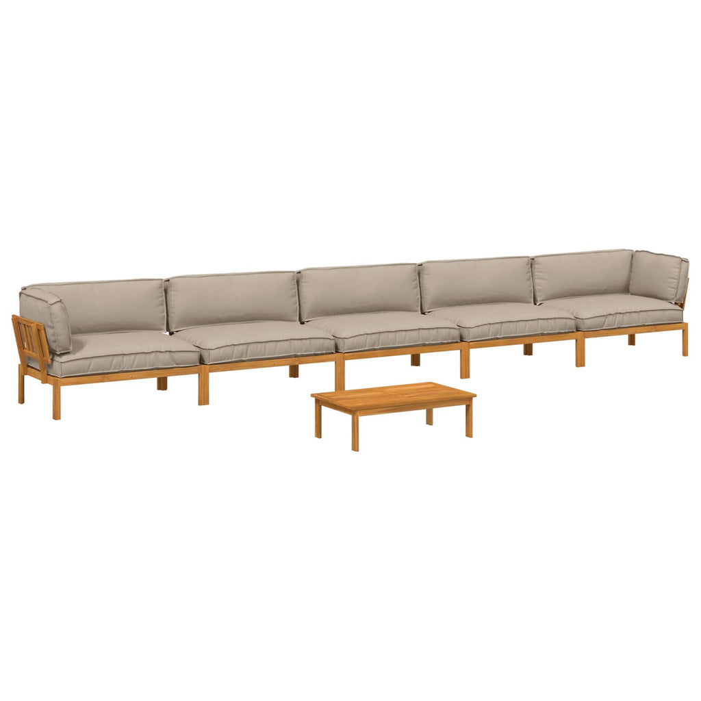 Sofa Set mit Kissen Uni 6 pcs Taupe Massivholz Akazie