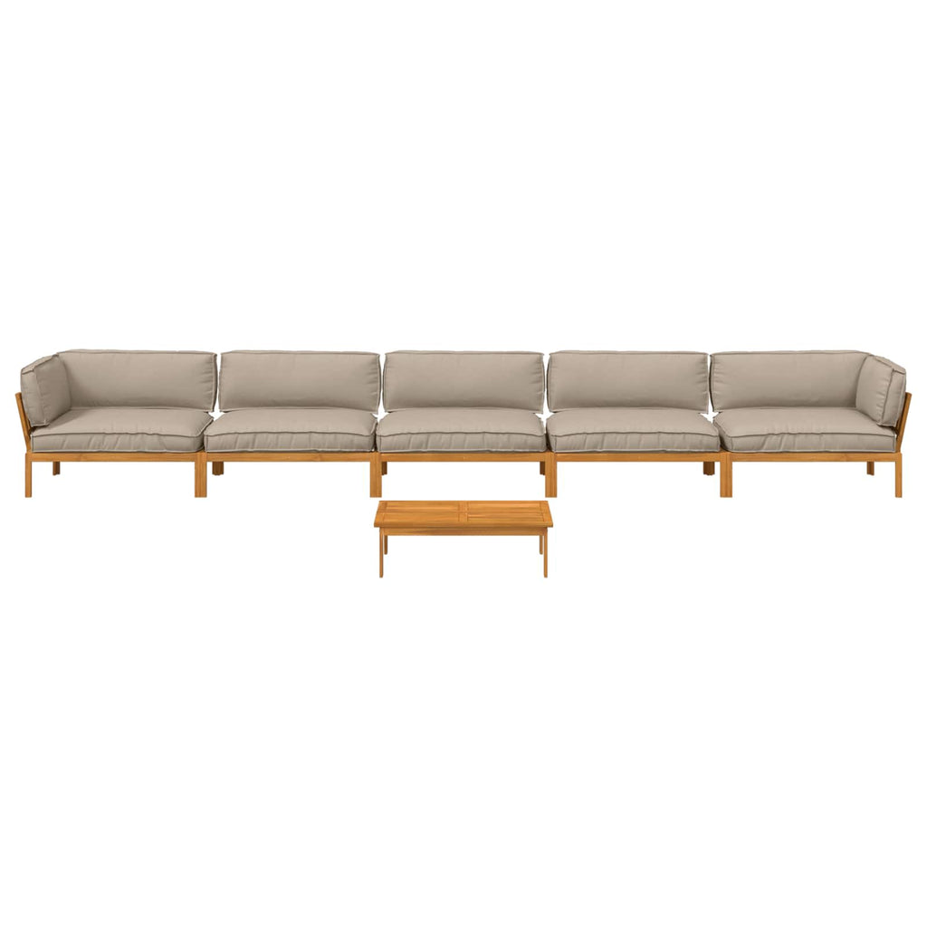 Sofa Set mit Kissen Uni 6 pcs Taupe Massivholz Akazie