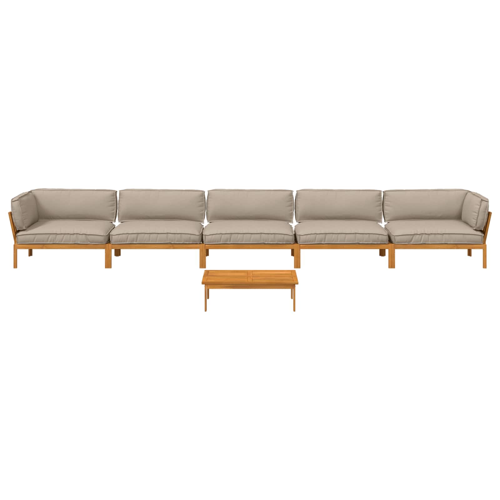Sofa Set mit Kissen Uni 6 pcs Taupe Massivholz Akazie