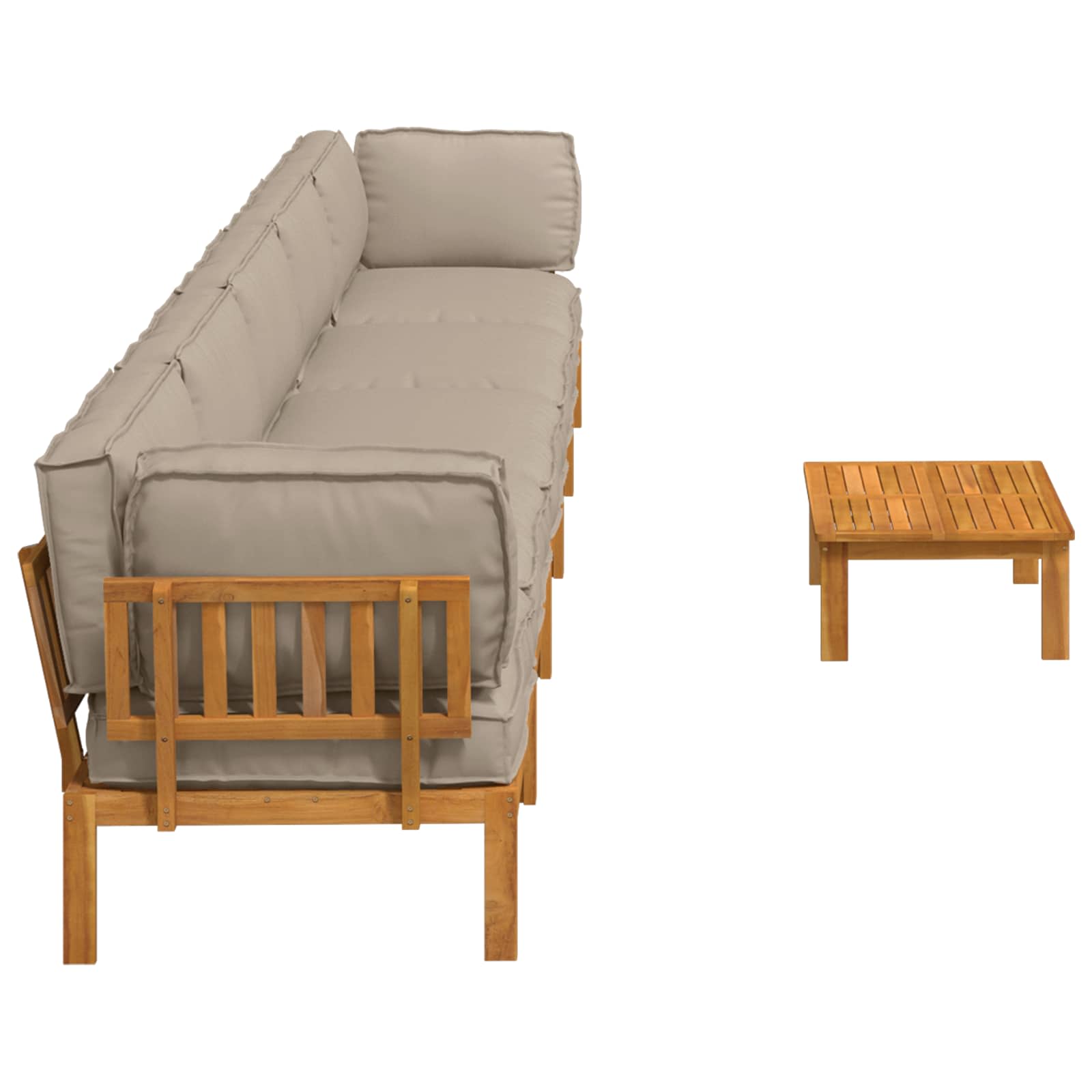 Sofa Set mit Kissen Uni 6 pcs Taupe Massivholz Akazie