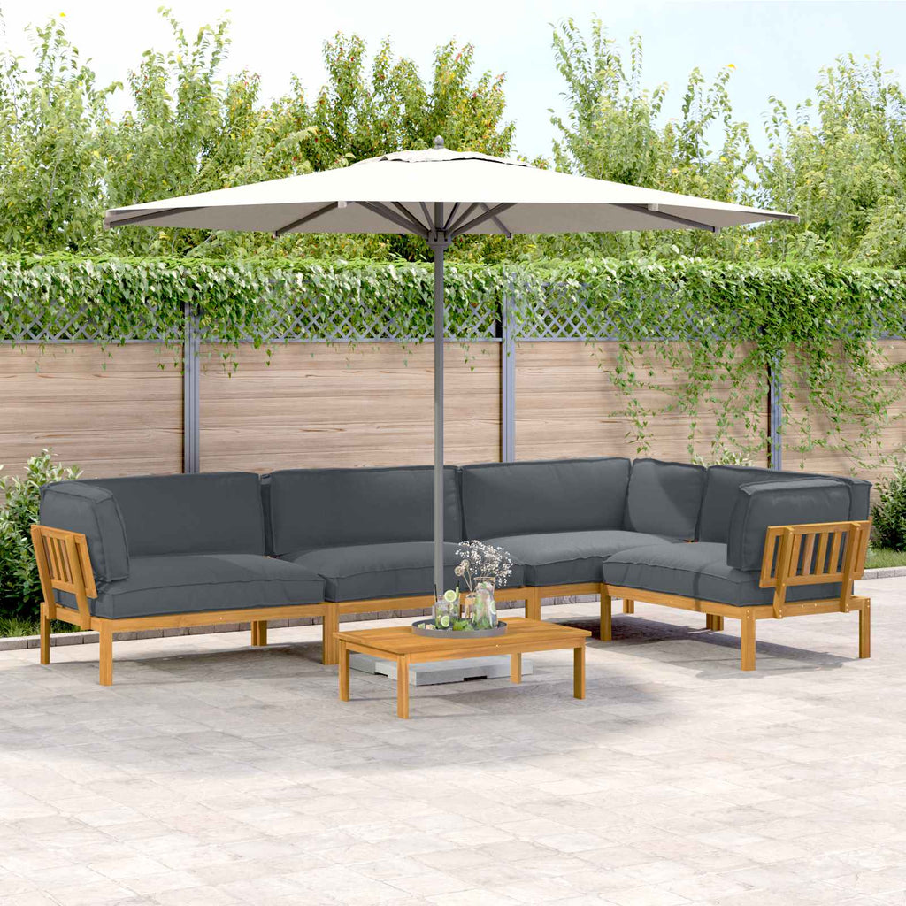 Sofa Set mit Kissen Uni 5 pcs Anthrazit Massivholz Akazie