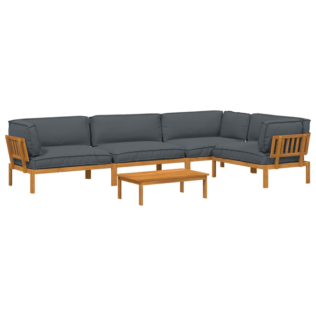 Sofa Set mit Kissen Uni 5 pcs Anthrazit Massivholz Akazie