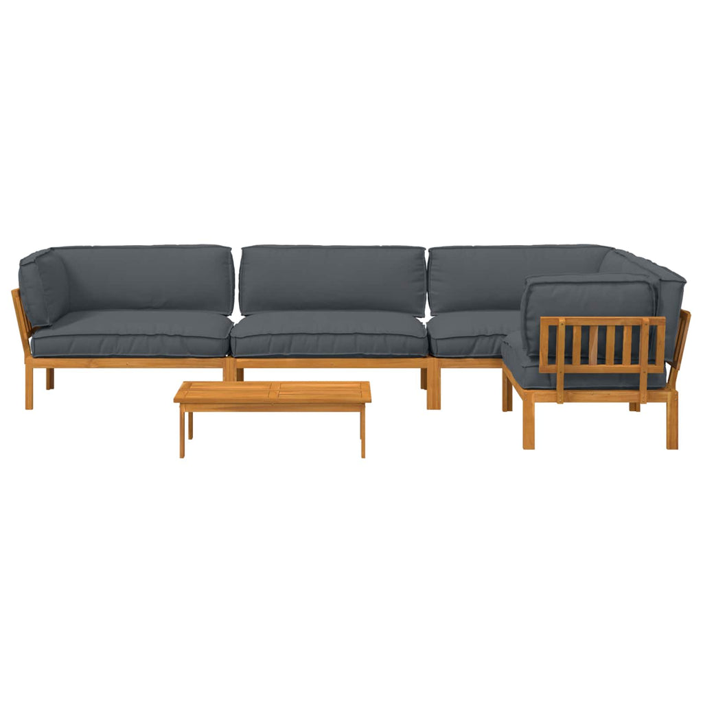 Sofa Set mit Kissen Uni 5 pcs Anthrazit Massivholz Akazie