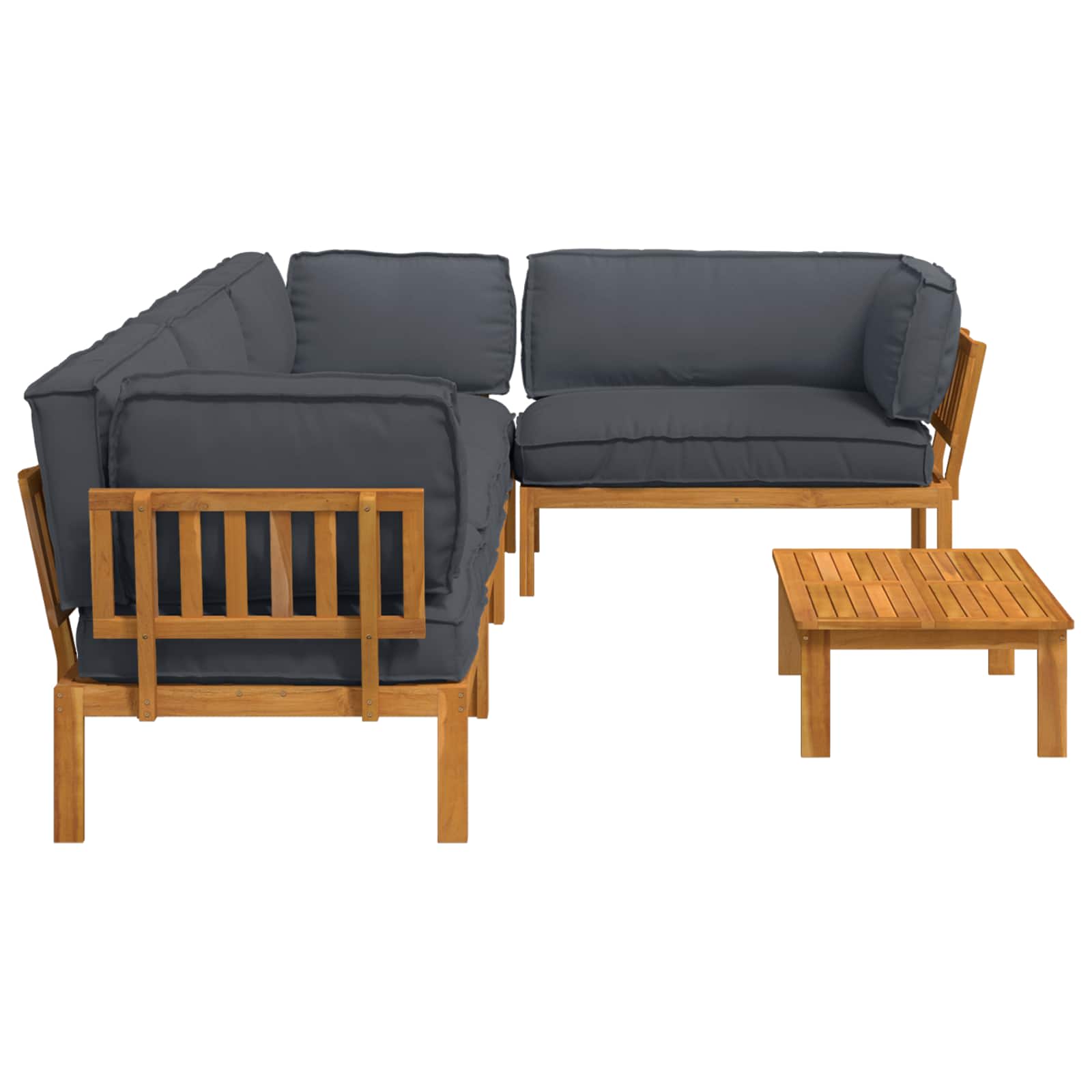 Sofa Set mit Kissen Uni 5 pcs Anthrazit Massivholz Akazie