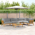 Sofa Set mit Kissen Uni 5 pcs Grau Massivholz Akazie