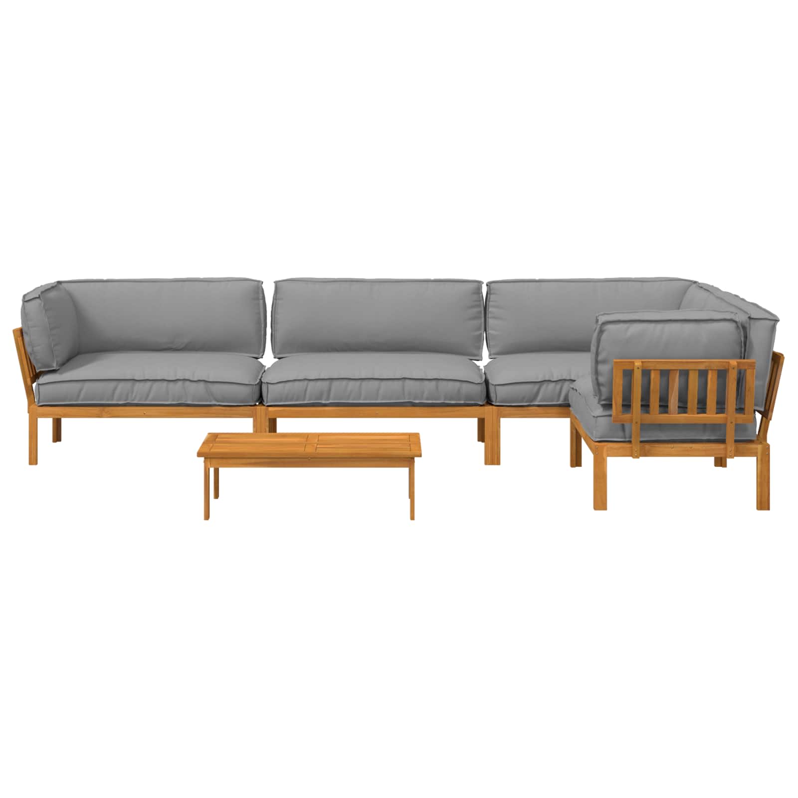 Sofa Set mit Kissen Uni 5 pcs Grau Massivholz Akazie