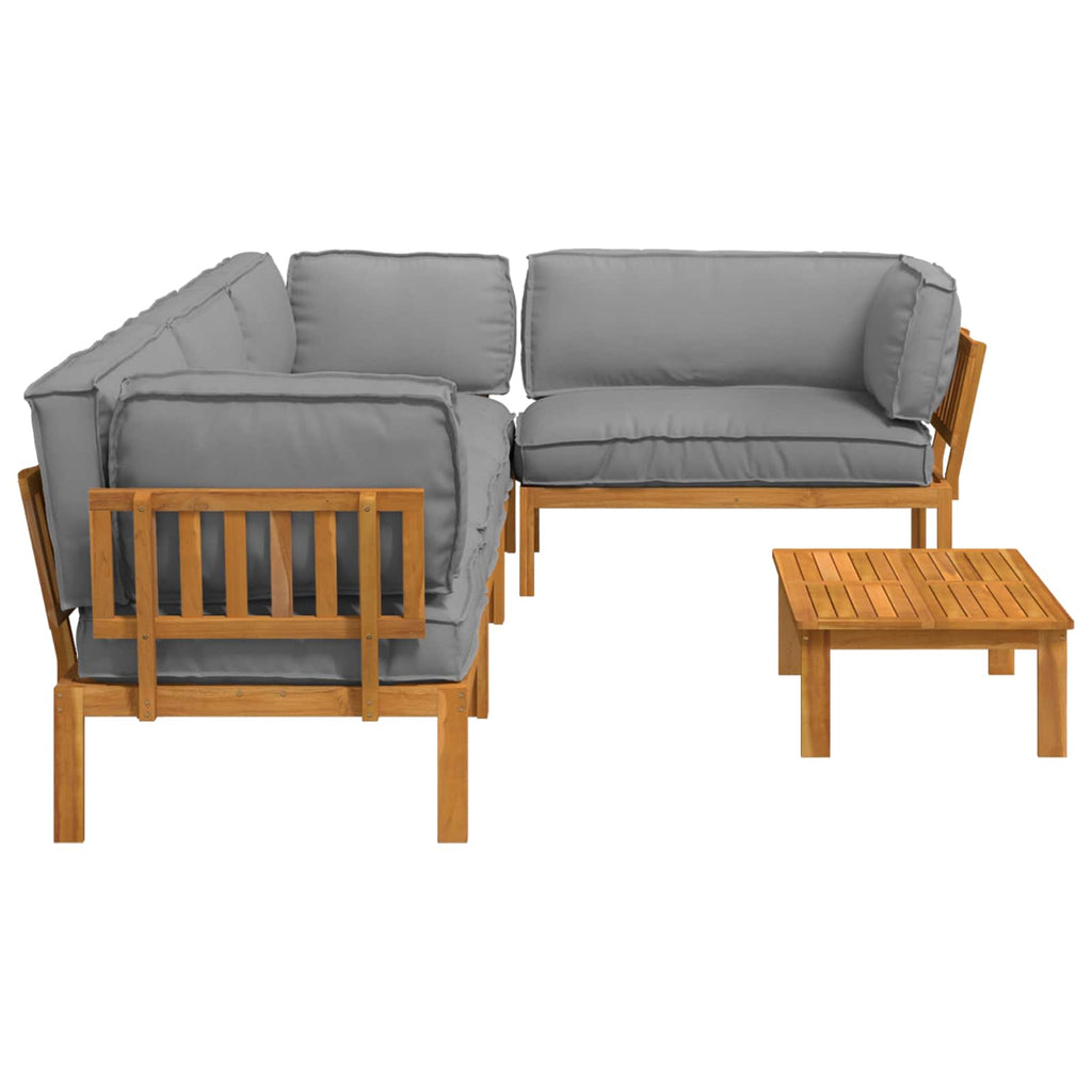 Sofa Set mit Kissen Uni 5 pcs Grau Massivholz Akazie