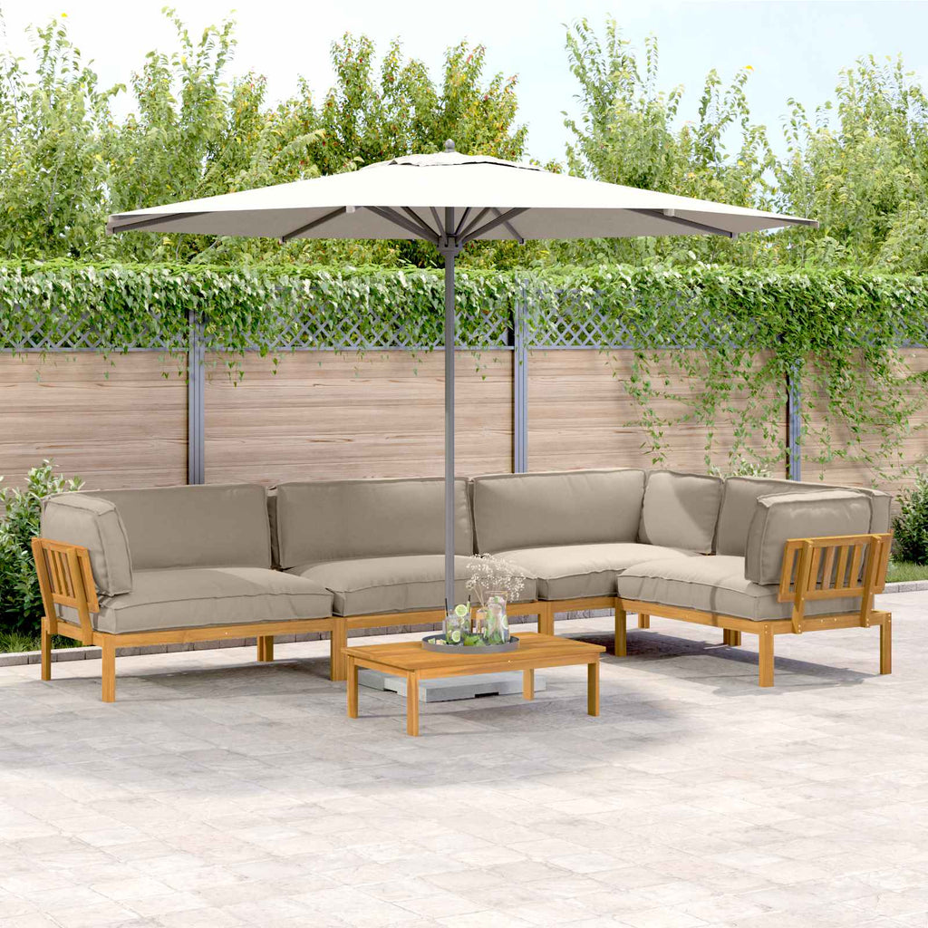 Sofa Set mit Kissen Uni 5 pcs Taupe Massivholz Akazie