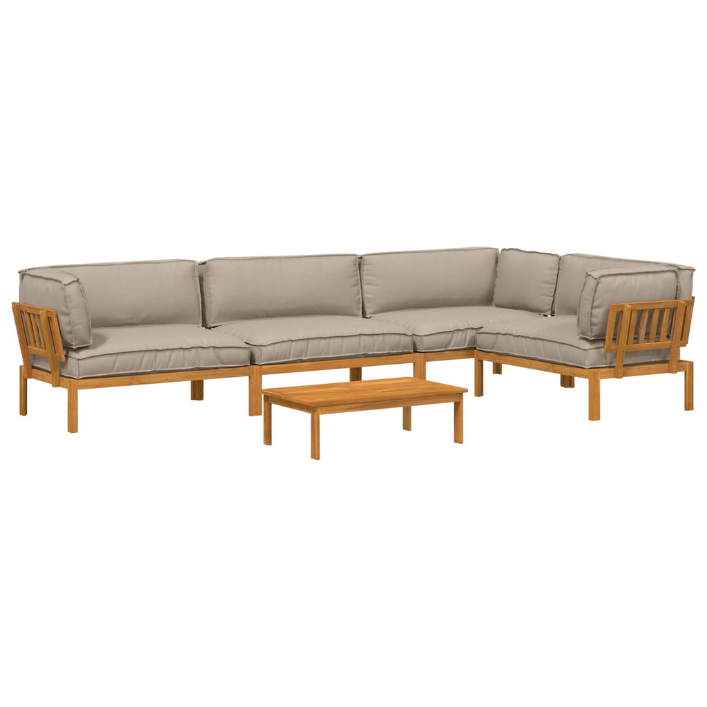 Sofa Set mit Kissen Uni 5 pcs Taupe Massivholz Akazie