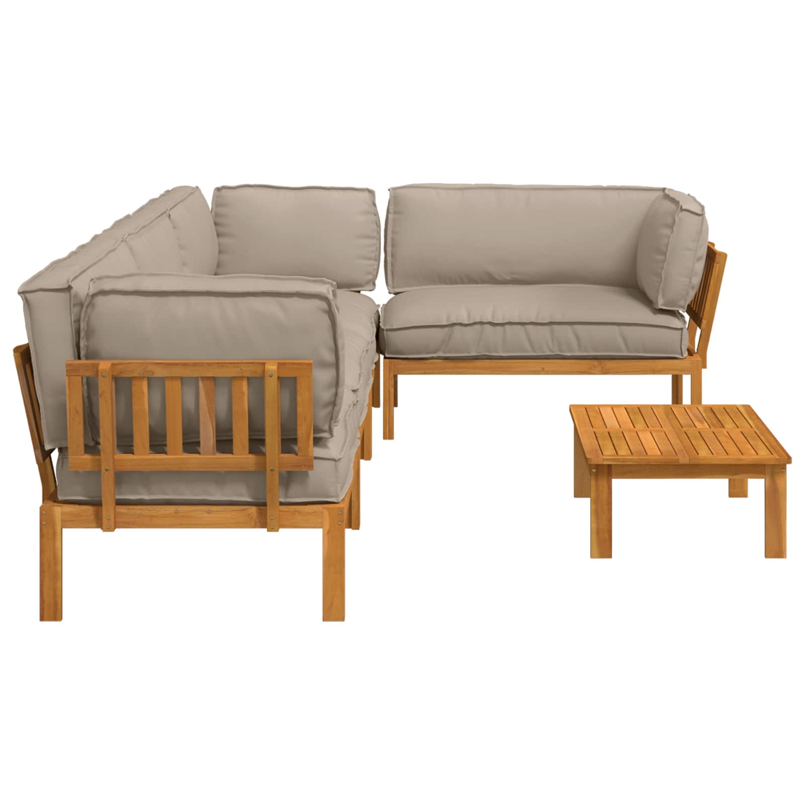 Sofa Set mit Kissen Uni 5 pcs Taupe Massivholz Akazie