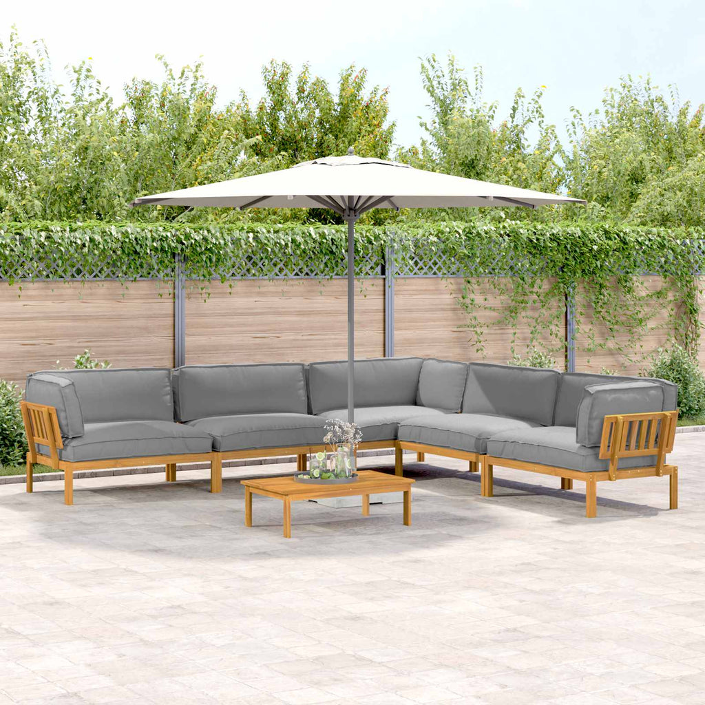 Sofa Set mit Kissen Uni 6 pcs Grau Massivholz Akazie