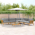 Sofa Set mit Kissen Uni 6 pcs Grau Massivholz Akazie