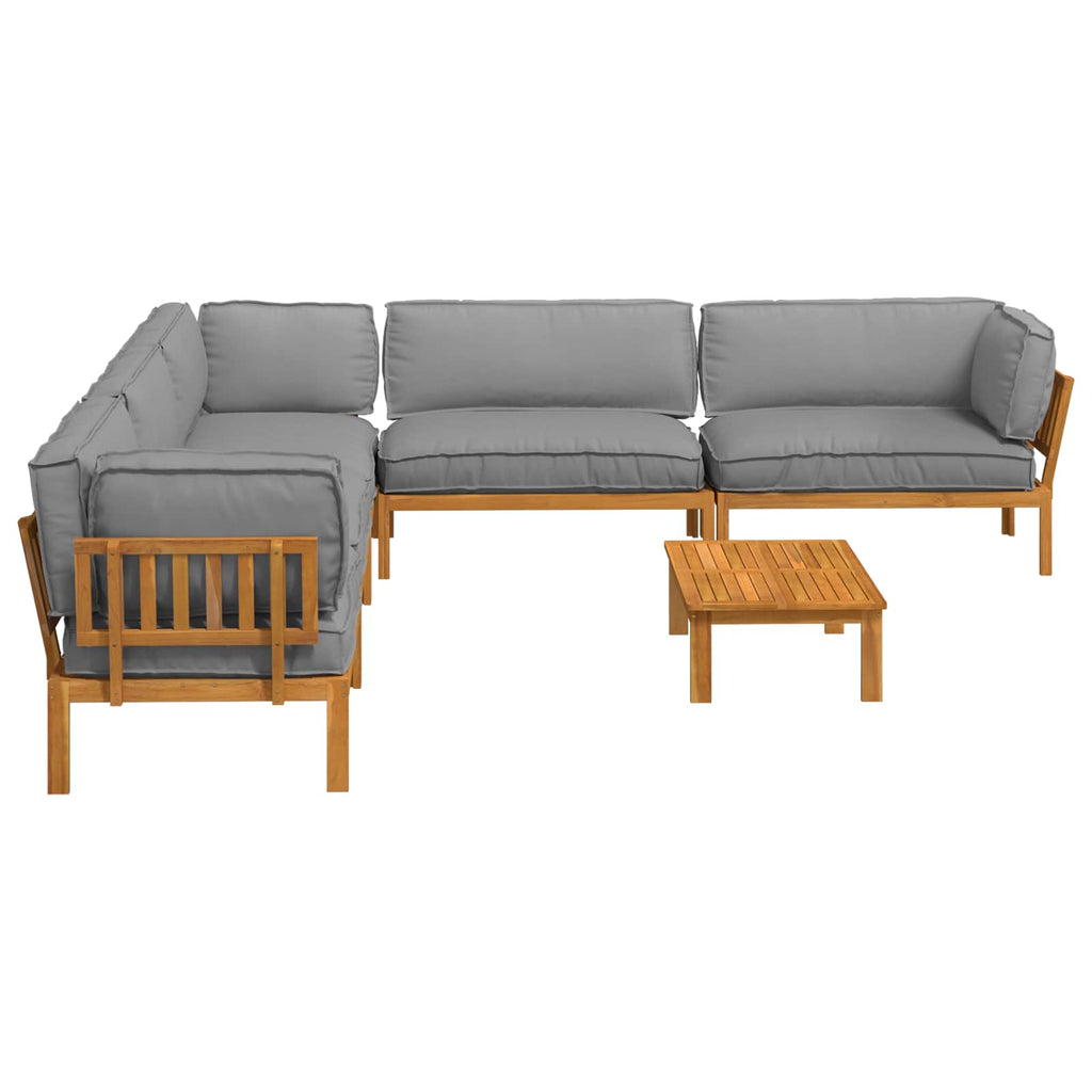 Sofa Set mit Kissen Uni 6 pcs Grau Massivholz Akazie