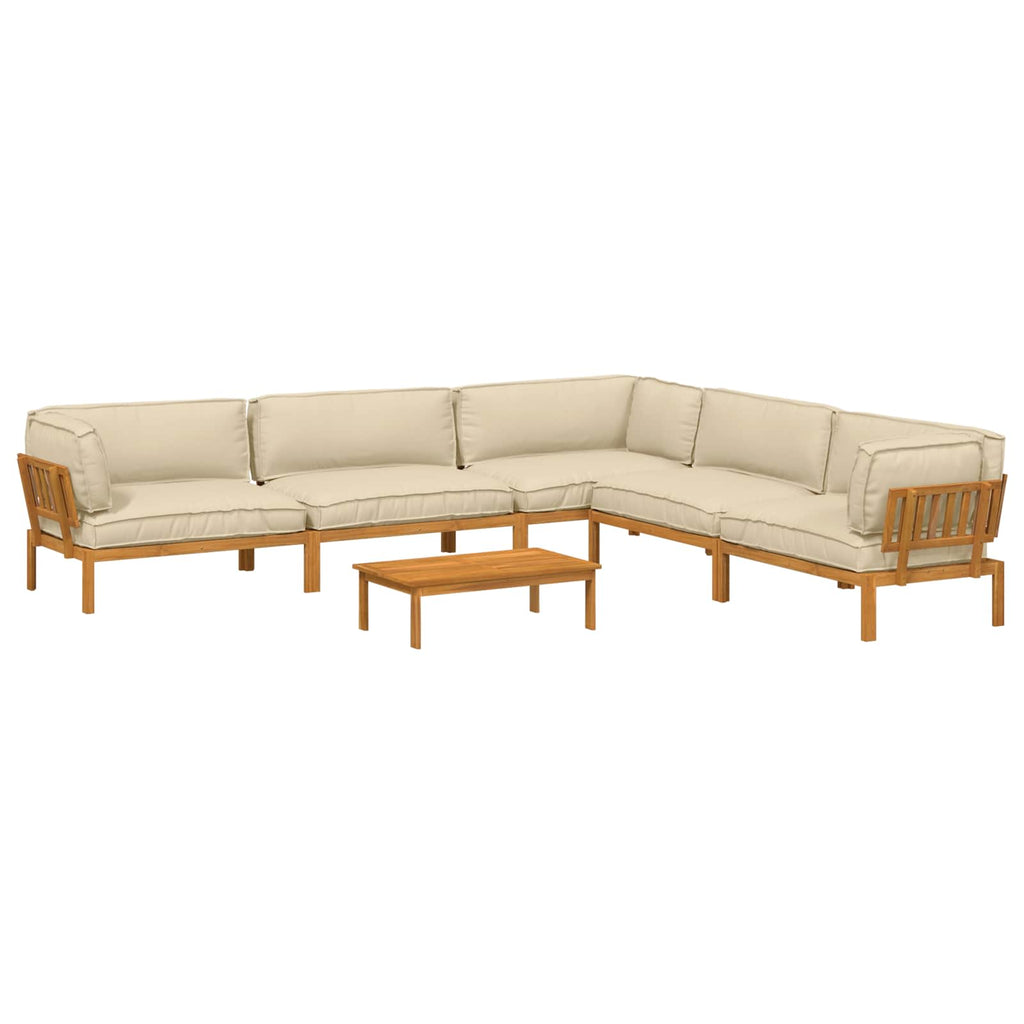 Sofa Set mit Kissen Uni 6 pcs Beige Massivholz Akazie