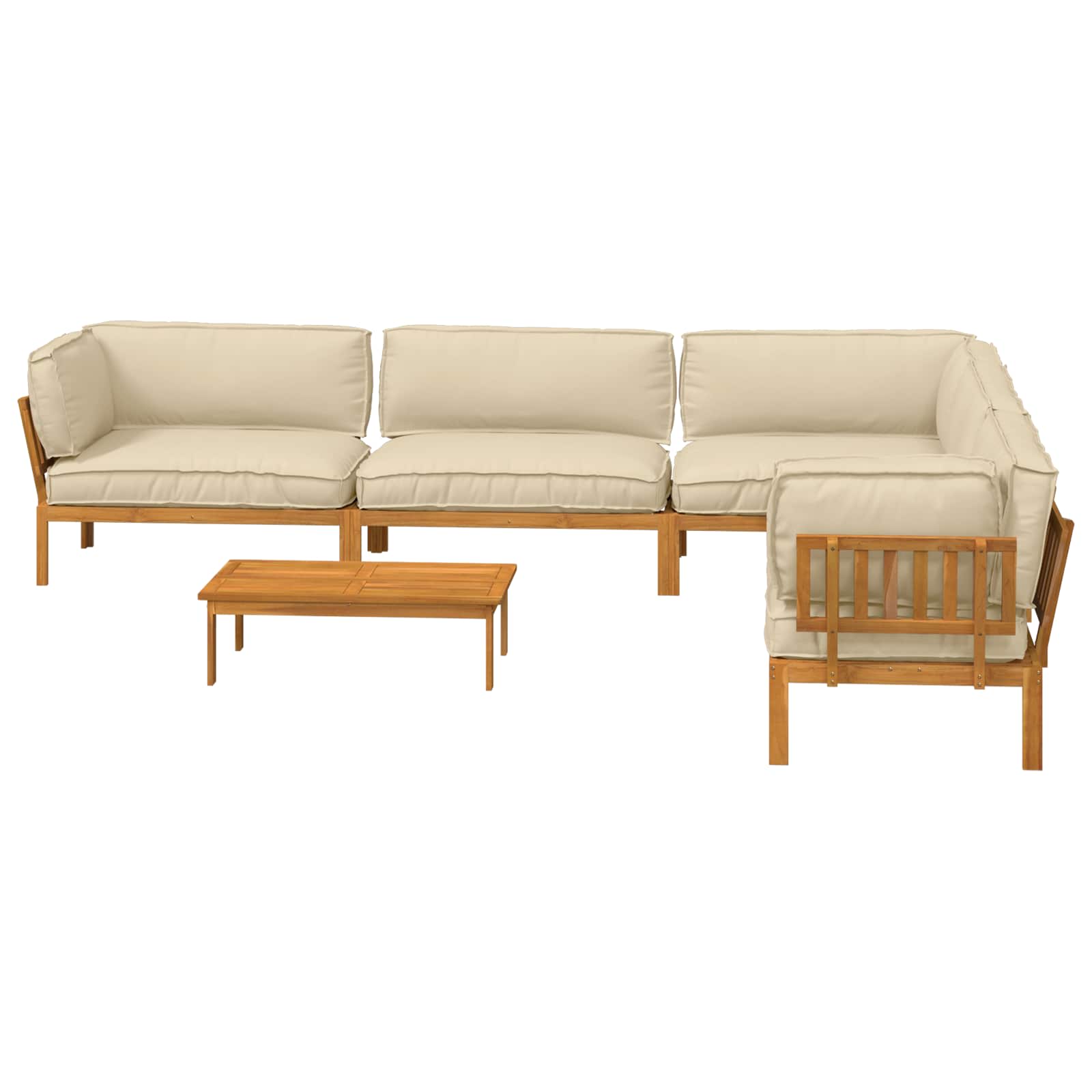 Sofa Set mit Kissen Uni 6 pcs Beige Massivholz Akazie