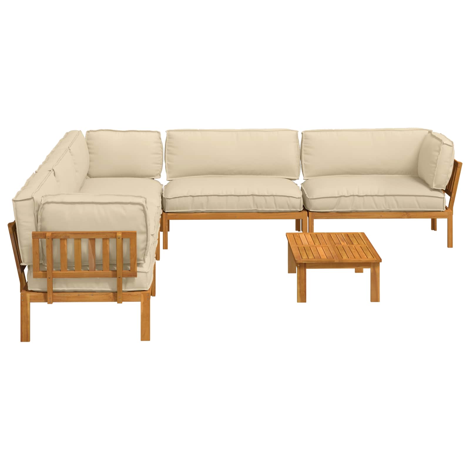 Sofa Set mit Kissen Uni 6 pcs Beige Massivholz Akazie