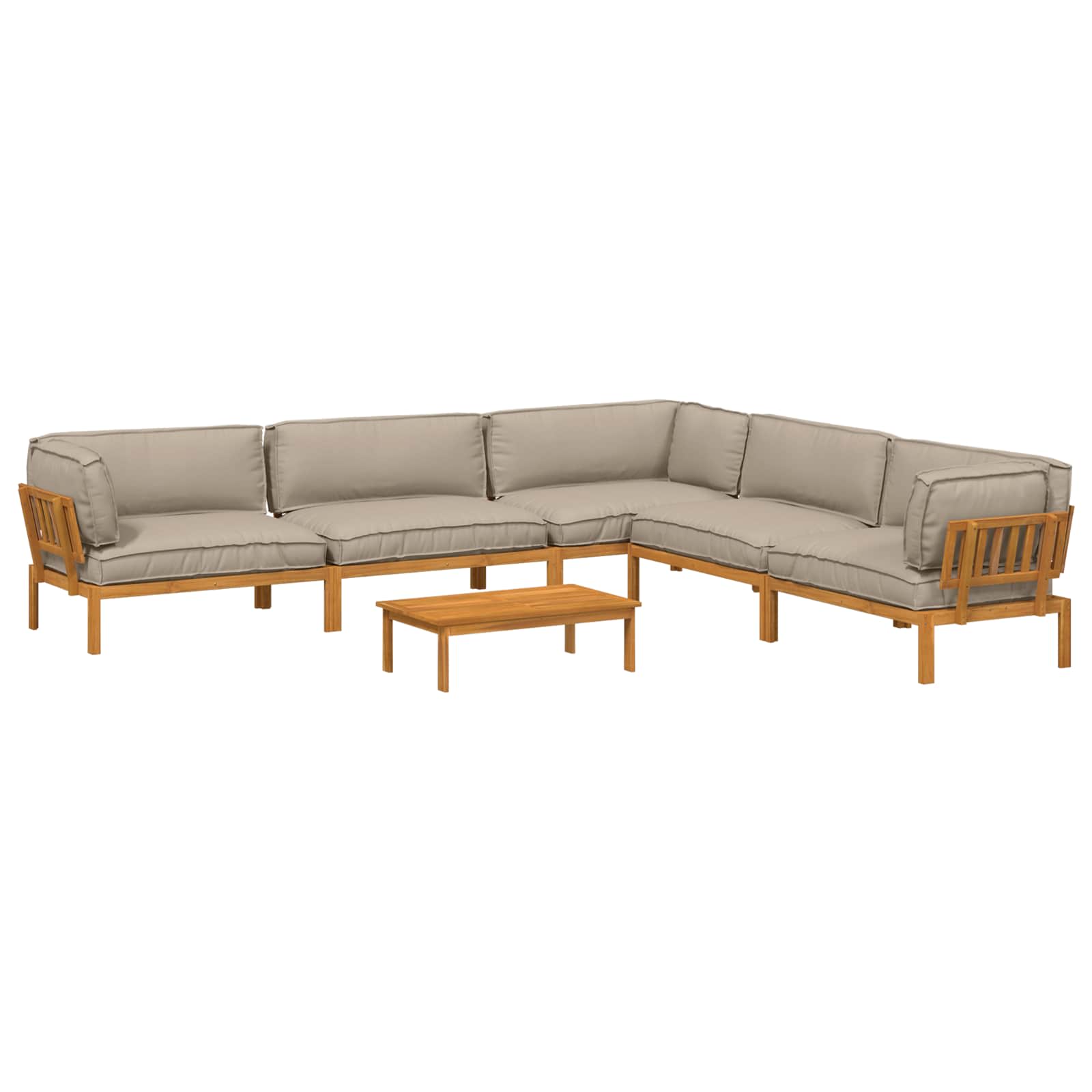 Sofa Set mit Kissen Uni 6 pcs Taupe Massivholz Akazie