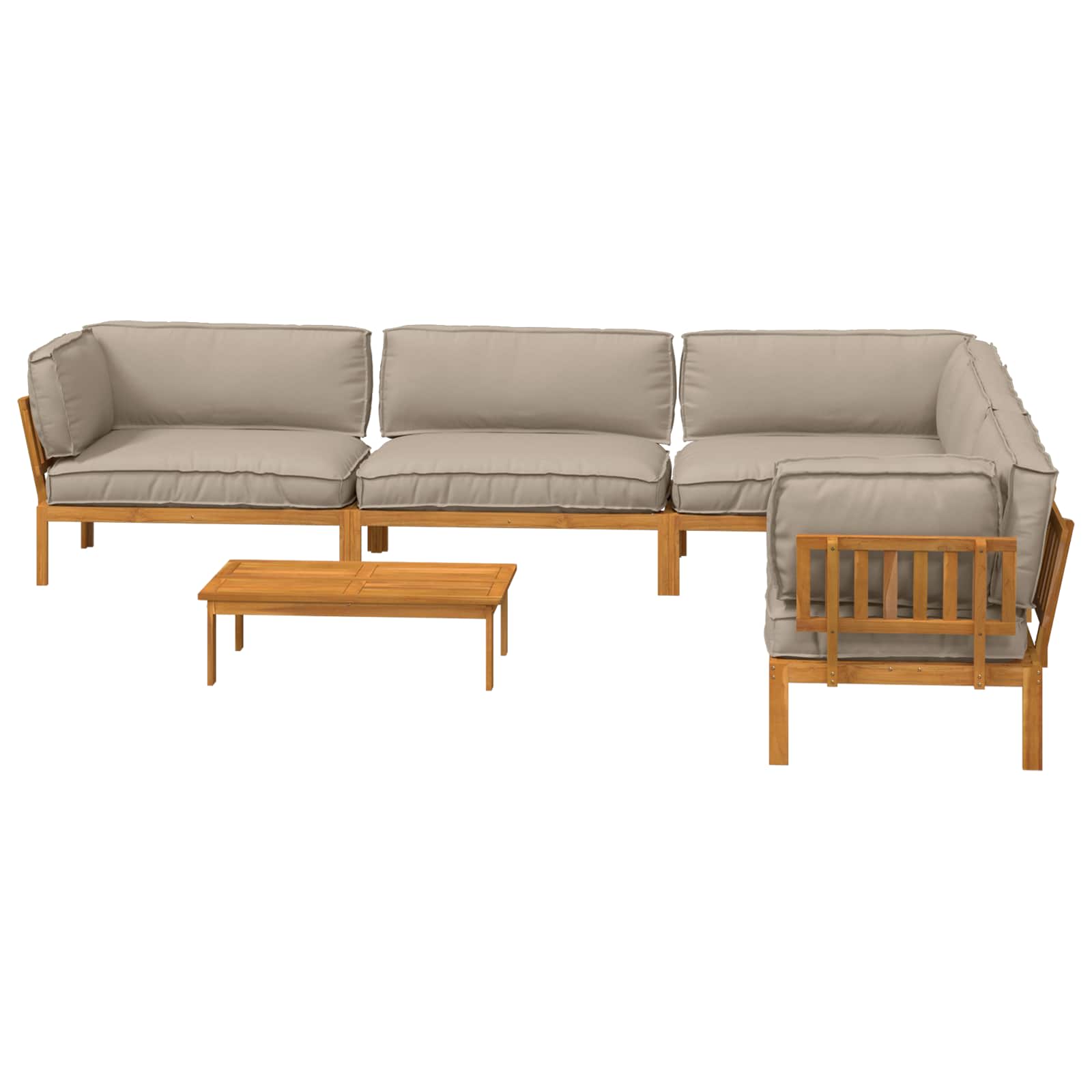 Sofa Set mit Kissen Uni 6 pcs Taupe Massivholz Akazie