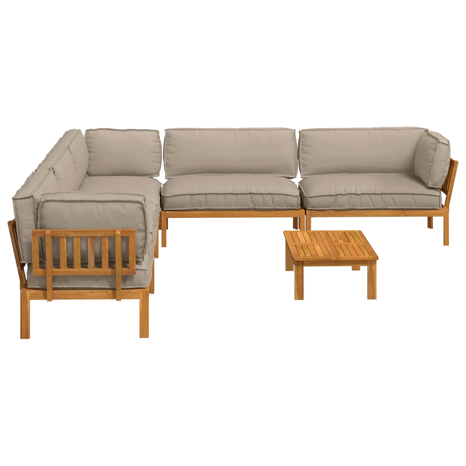 Sofa Set mit Kissen Uni 6 pcs Taupe Massivholz Akazie