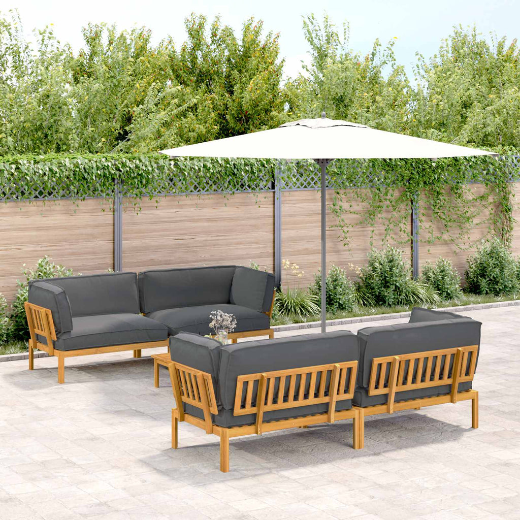 Sofa Set mit Kissen Uni 5 pcs Anthrazit Massivholz Akazie