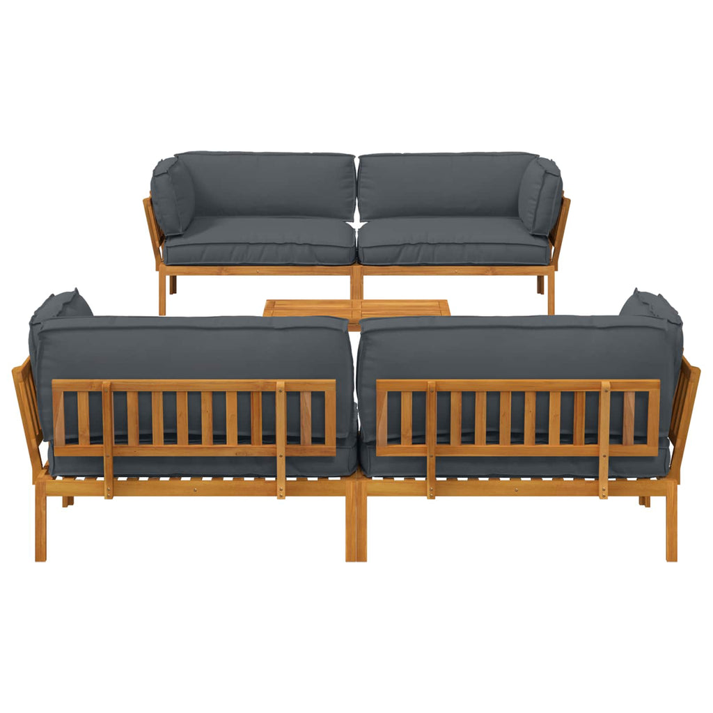 Sofa Set mit Kissen Uni 5 pcs Anthrazit Massivholz Akazie