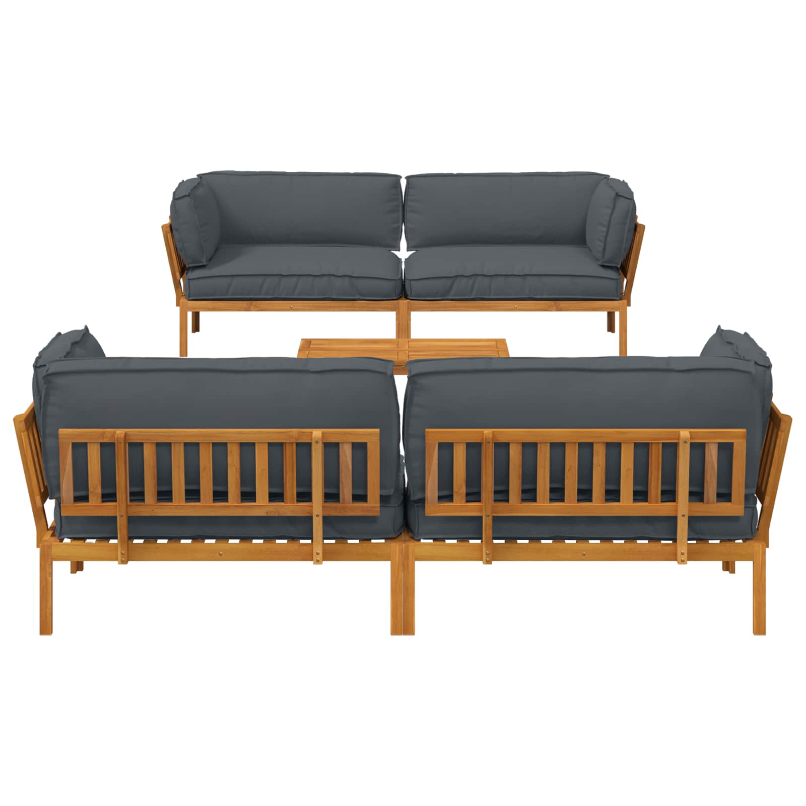 Sofa Set mit Kissen Uni 5 pcs Anthrazit Massivholz Akazie