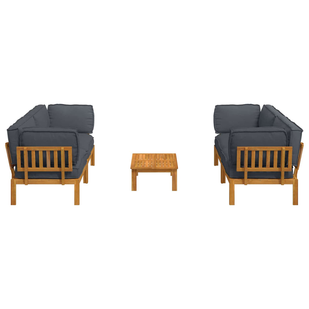 Sofa Set mit Kissen Uni 5 pcs Anthrazit Massivholz Akazie