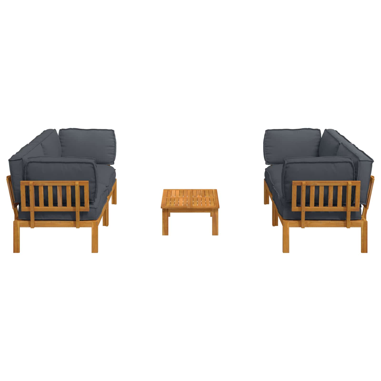 Sofa Set mit Kissen Uni 5 pcs Anthrazit Massivholz Akazie