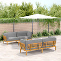 Sofa Set mit Kissen Uni 5 pcs Grau Massivholz Akazie