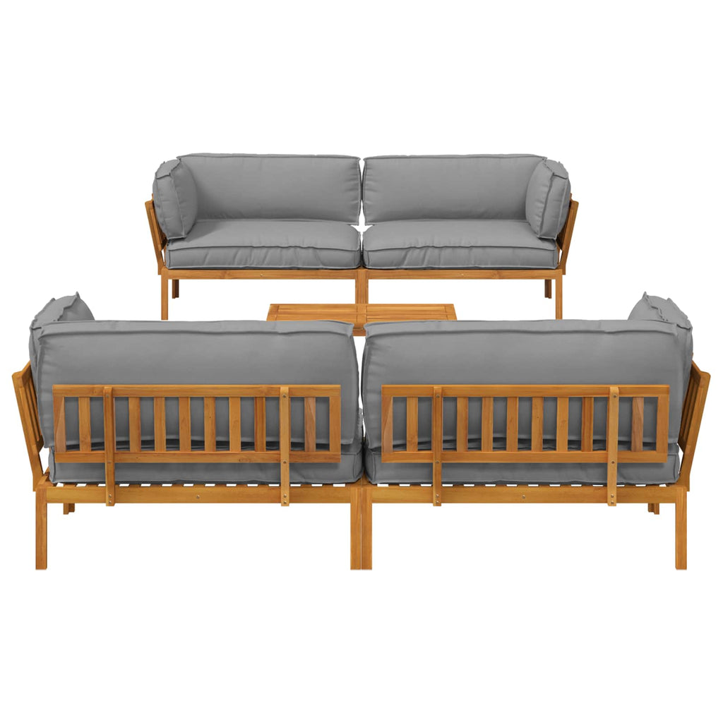 Sofa Set mit Kissen Uni 5 pcs Grau Massivholz Akazie