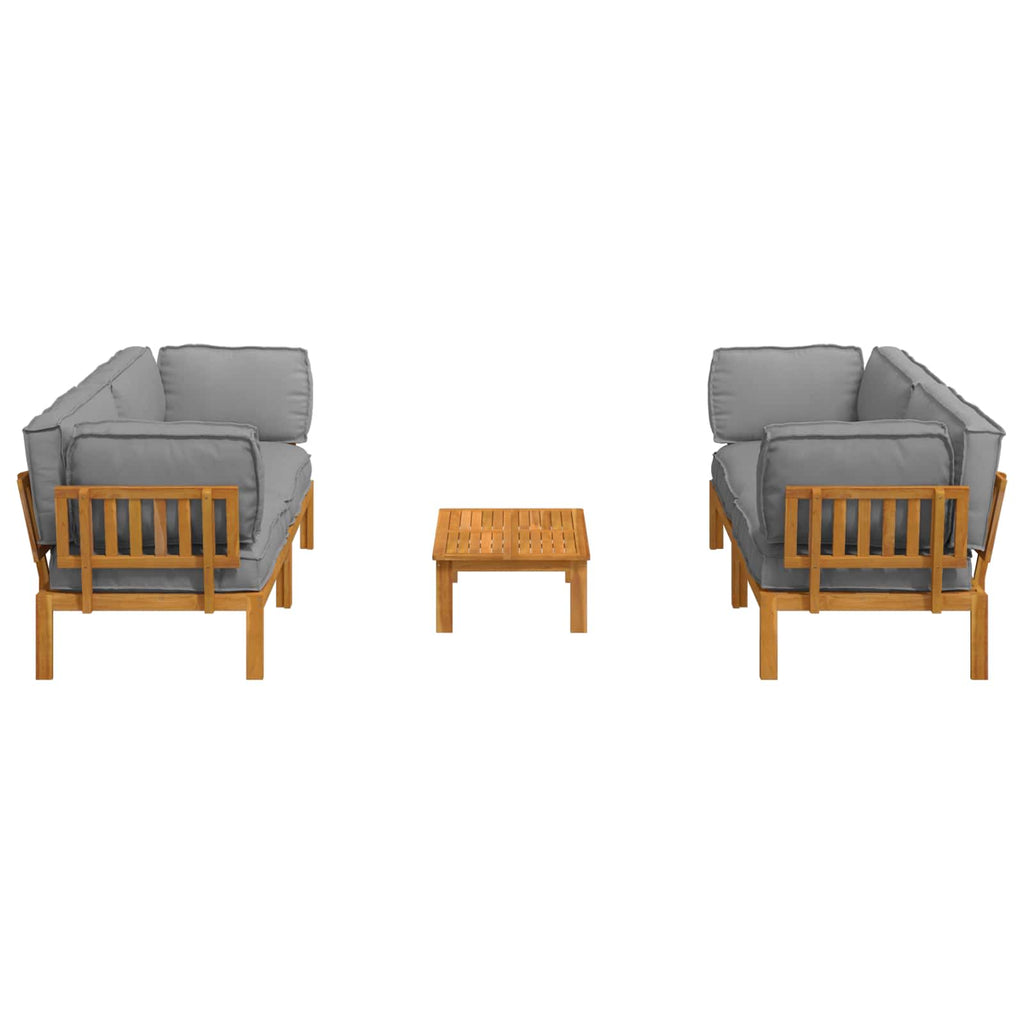 Sofa Set mit Kissen Uni 5 pcs Grau Massivholz Akazie