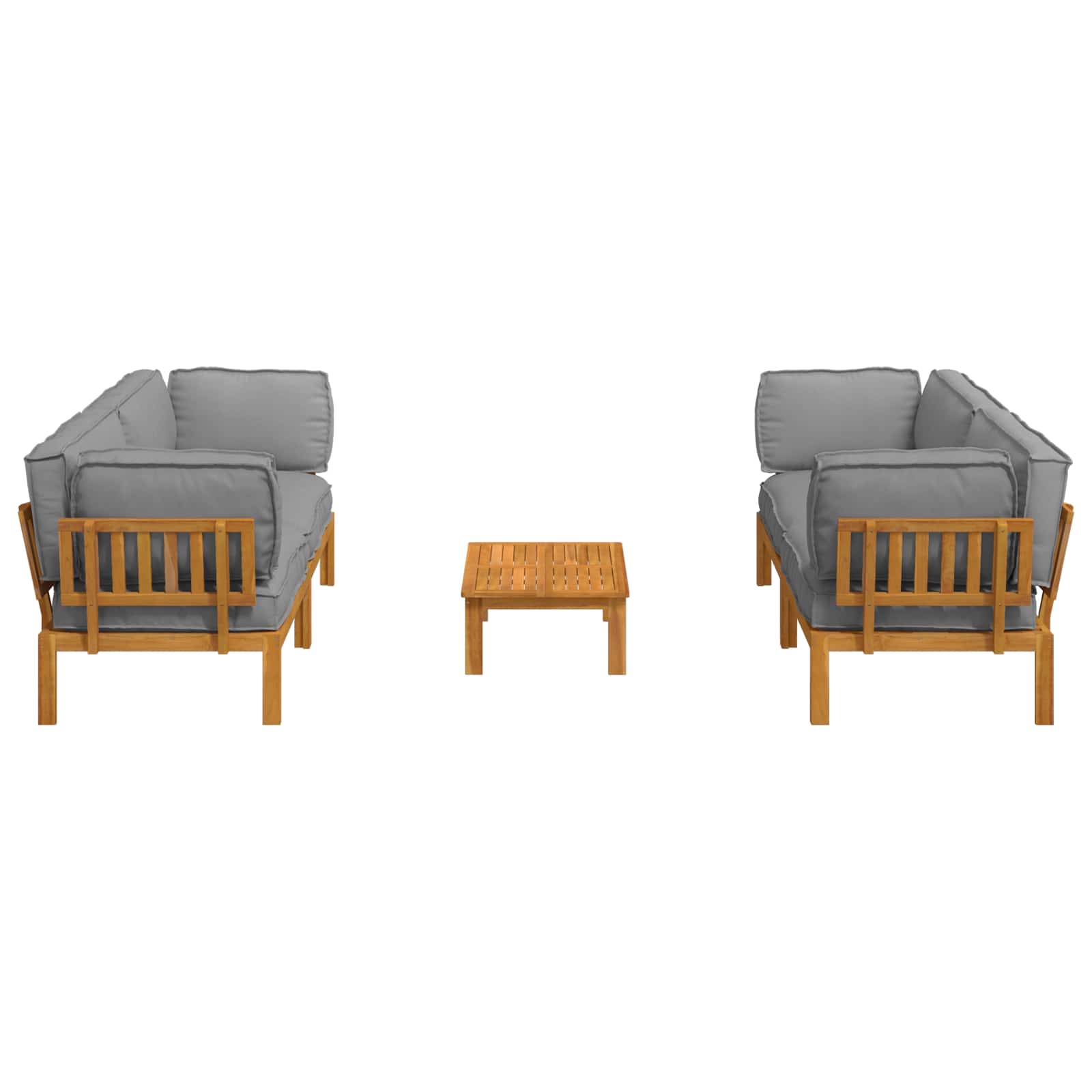Sofa Set mit Kissen Uni 5 pcs Grau Massivholz Akazie