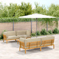 Sofa Set mit Kissen Uni 5 pcs Beige Massivholz Akazie