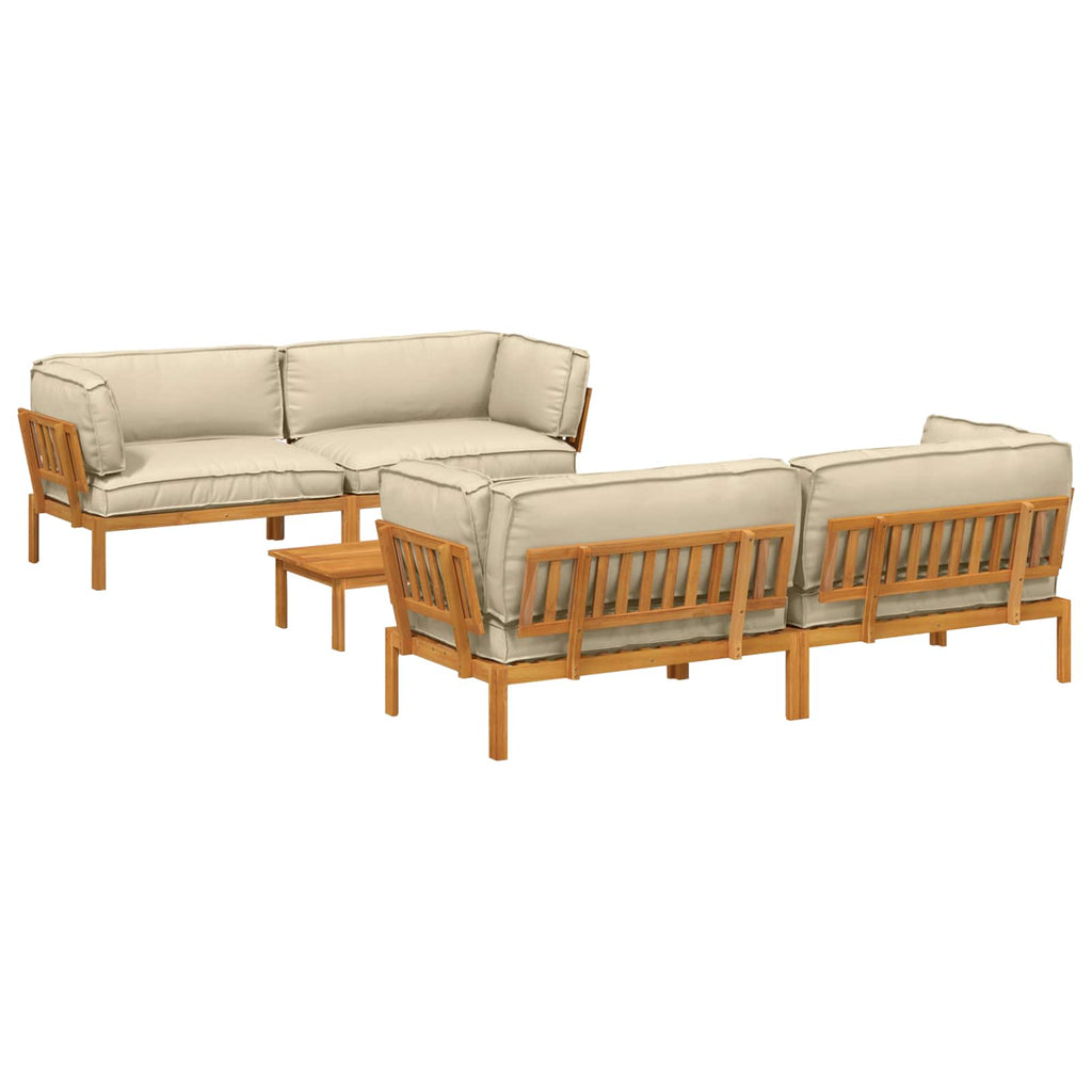 Sofa Set mit Kissen Uni 5 pcs Beige Massivholz Akazie