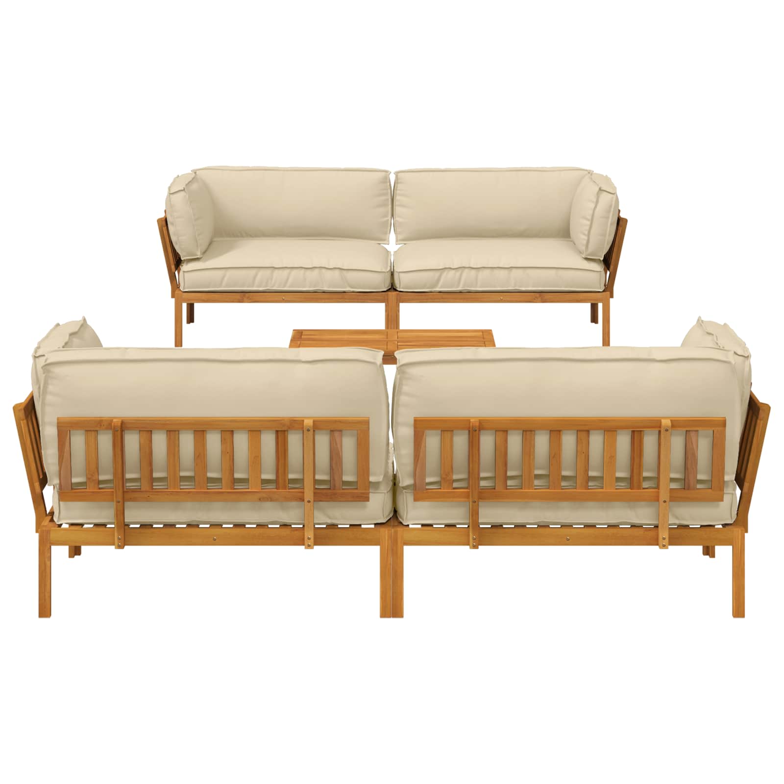 Sofa Set mit Kissen Uni 5 pcs Beige Massivholz Akazie