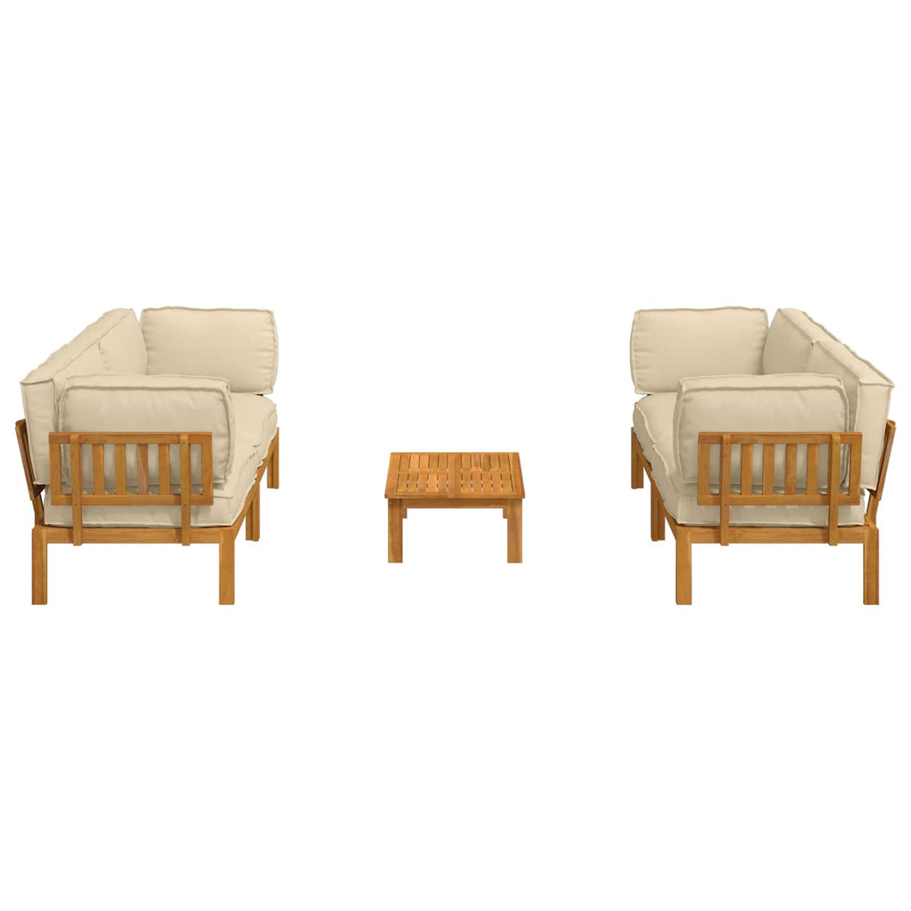 Sofa Set mit Kissen Uni 5 pcs Beige Massivholz Akazie