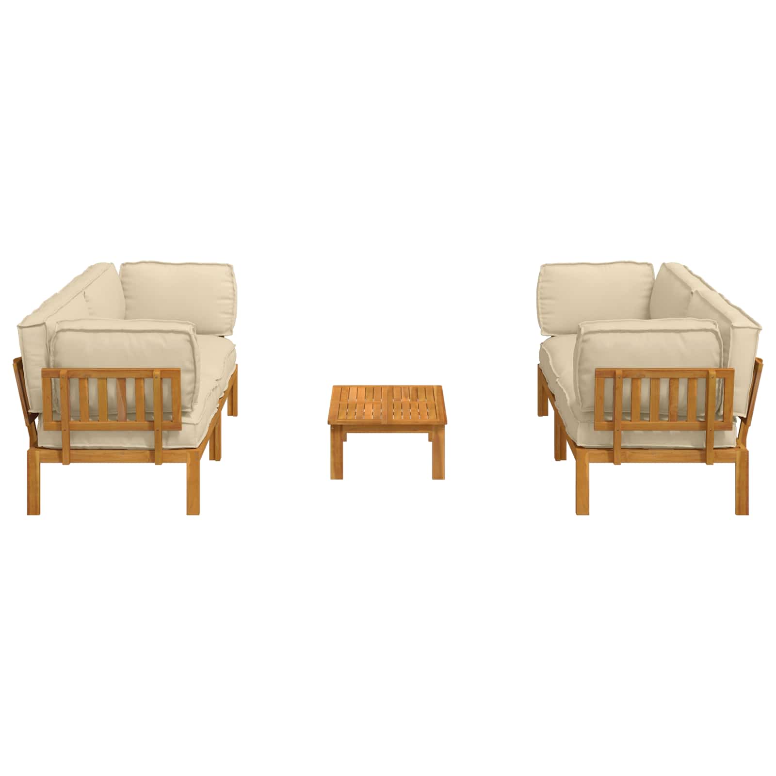 Sofa Set mit Kissen Uni 5 pcs Beige Massivholz Akazie