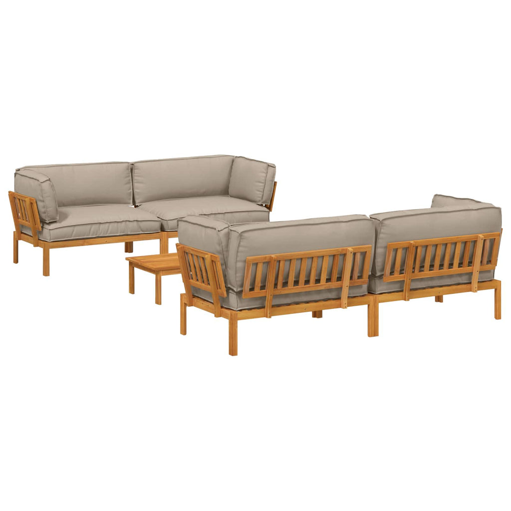 Sofa Set mit Kissen Uni 5 pcs Taupe Massivholz Akazie