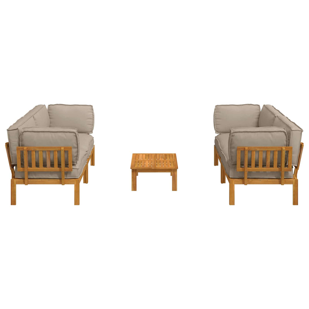 Sofa Set mit Kissen Uni 5 pcs Taupe Massivholz Akazie