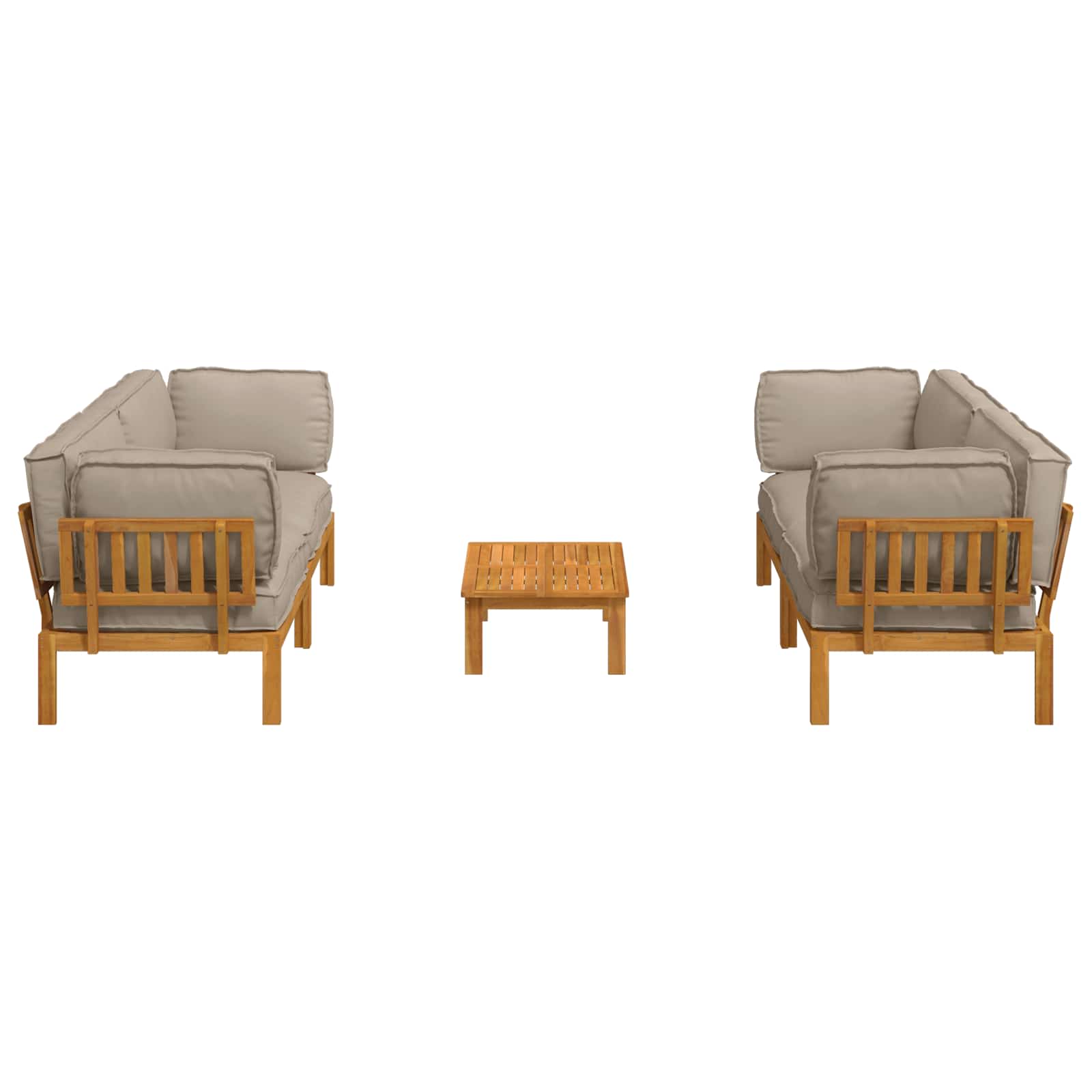 Sofa Set mit Kissen Uni 5 pcs Taupe Massivholz Akazie