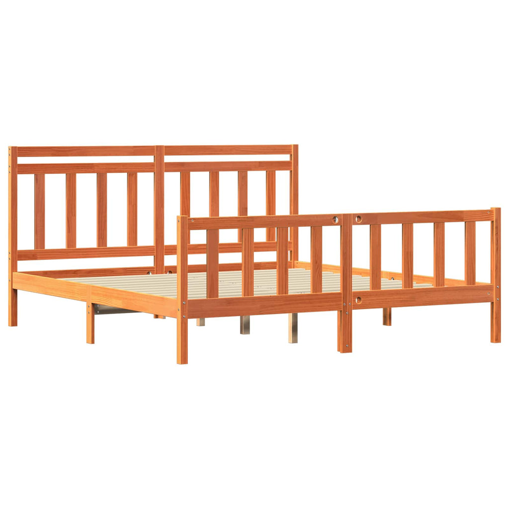 Bettrahmen mit Kopfteil 2 pcs Wachsbraun 205,5 x 185,5 x 100 cm