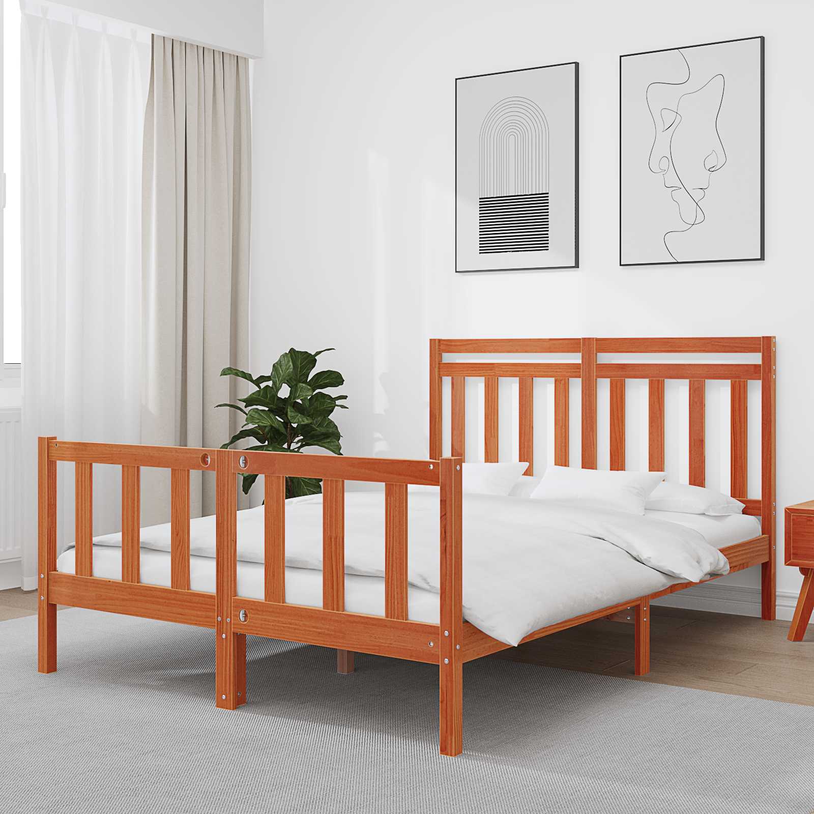 Bettrahmen mit Kopfteil Wachsbraun 205,5 x 165,5 x 100 cm