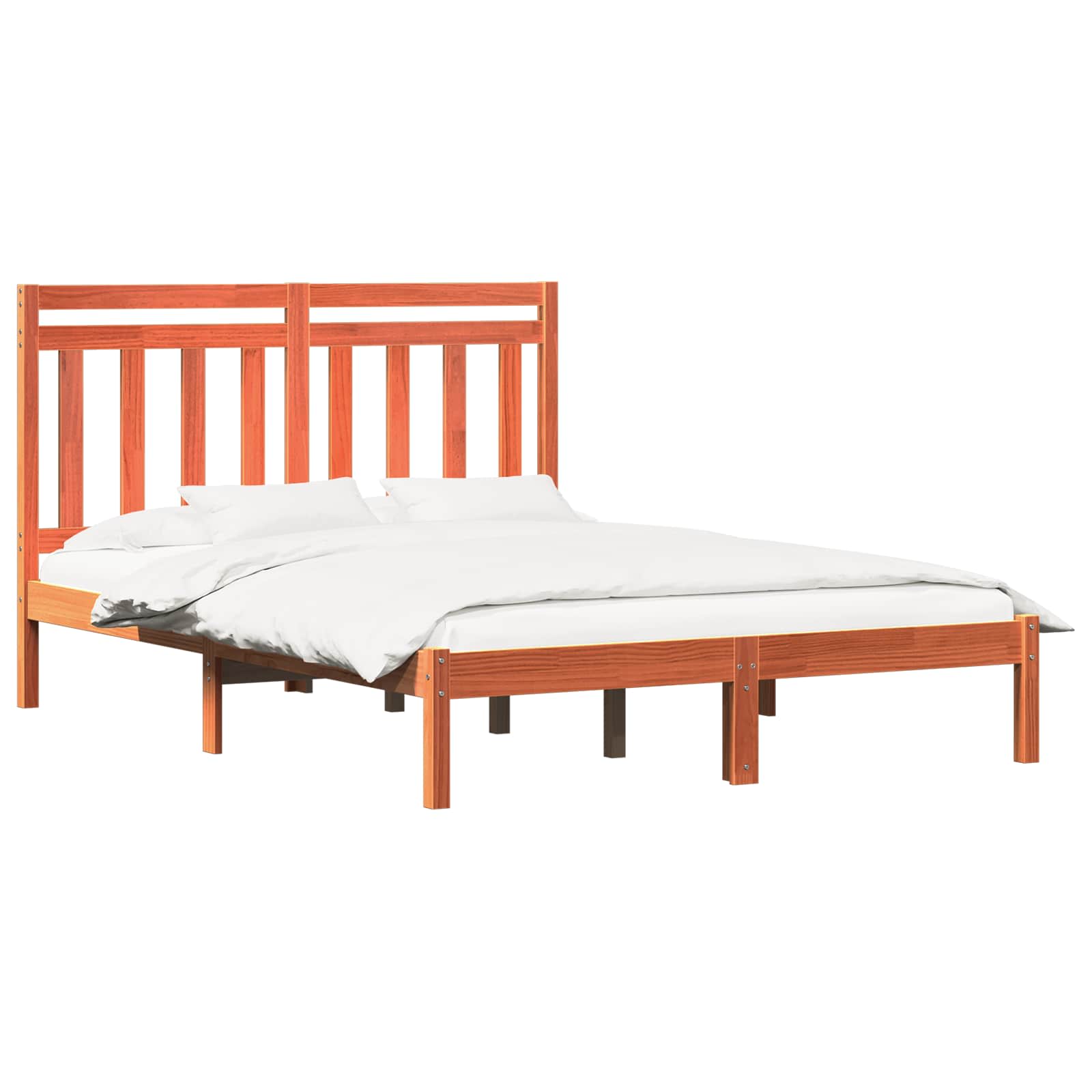 Bettrahmen Wachsbraun 205,5 x 145,5 x 100 cm Massivholz Kiefer