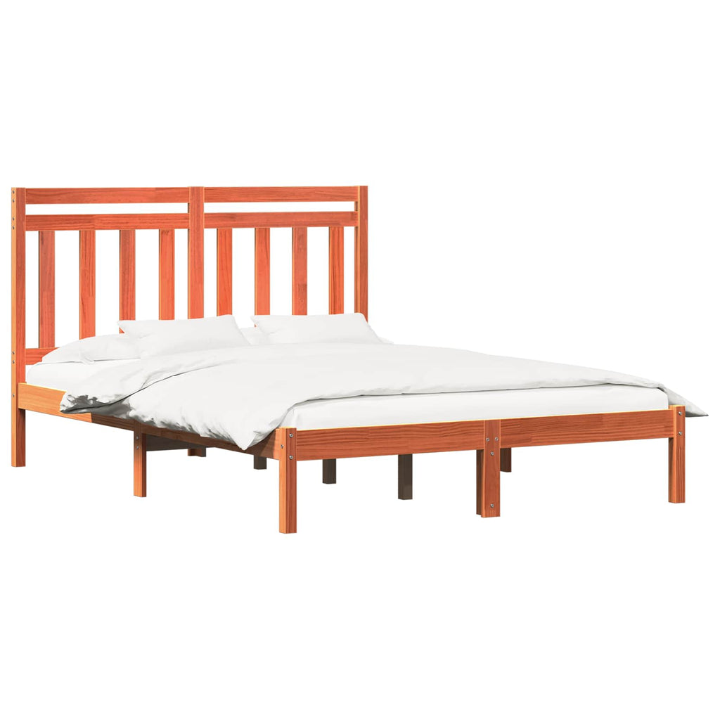 Bettrahmen Wachsbraun 205,5 x 155,5 x 100 cm Massivholz Kiefer