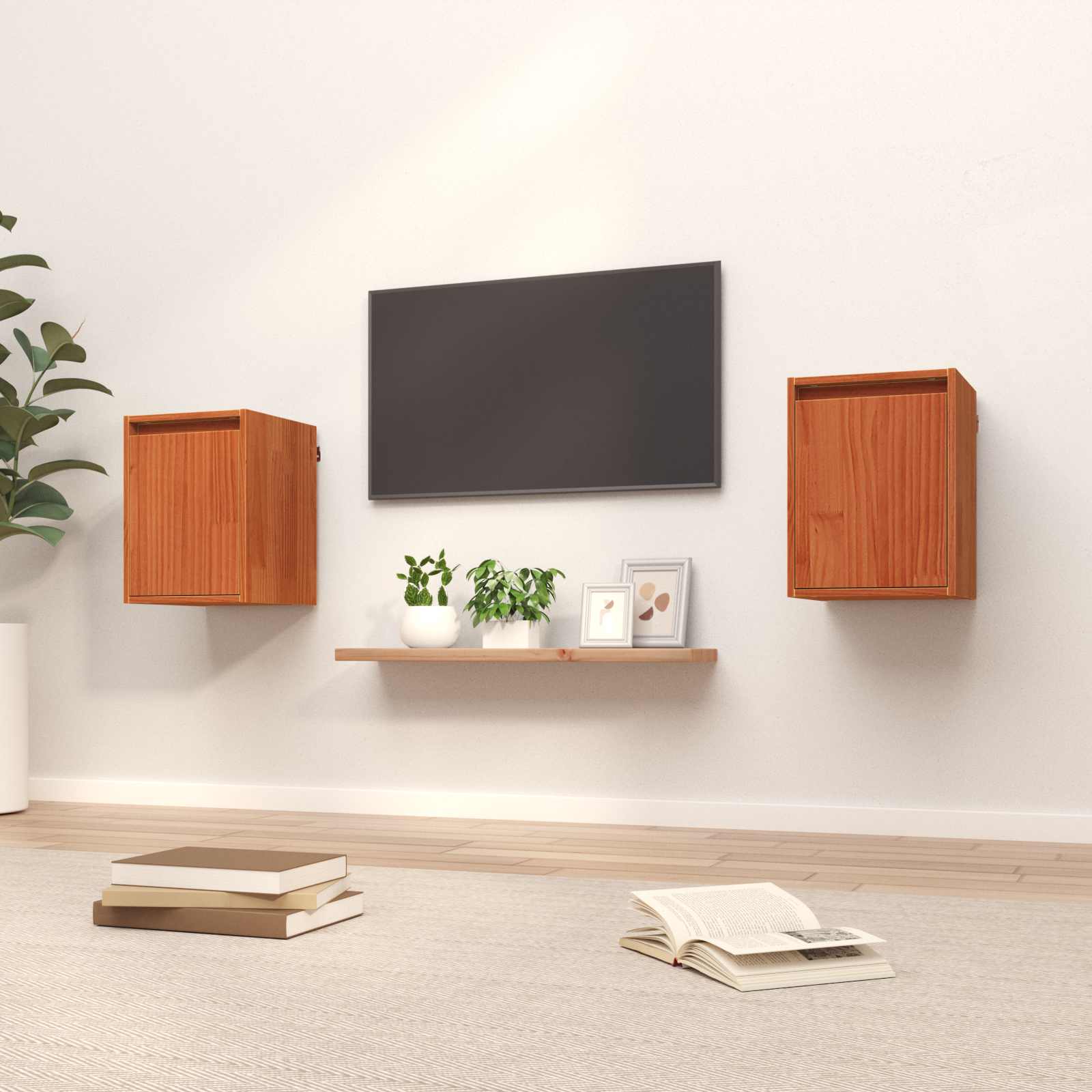 Wandschrank Wandmontiert 2 pcs Wachsbraun 30 x 30 x 40 cm