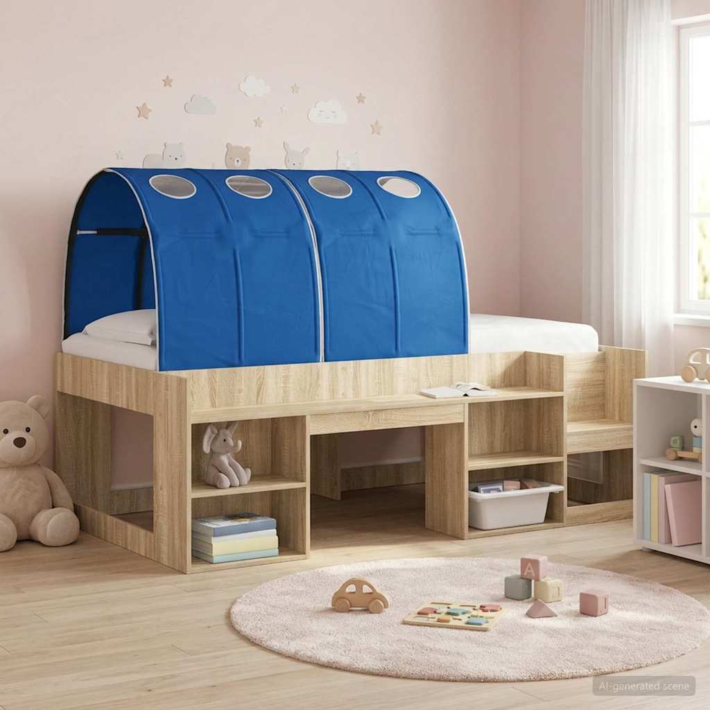 Bettunnel 2 pcs Blau 211 x 67,5 x 2 cm Polyester