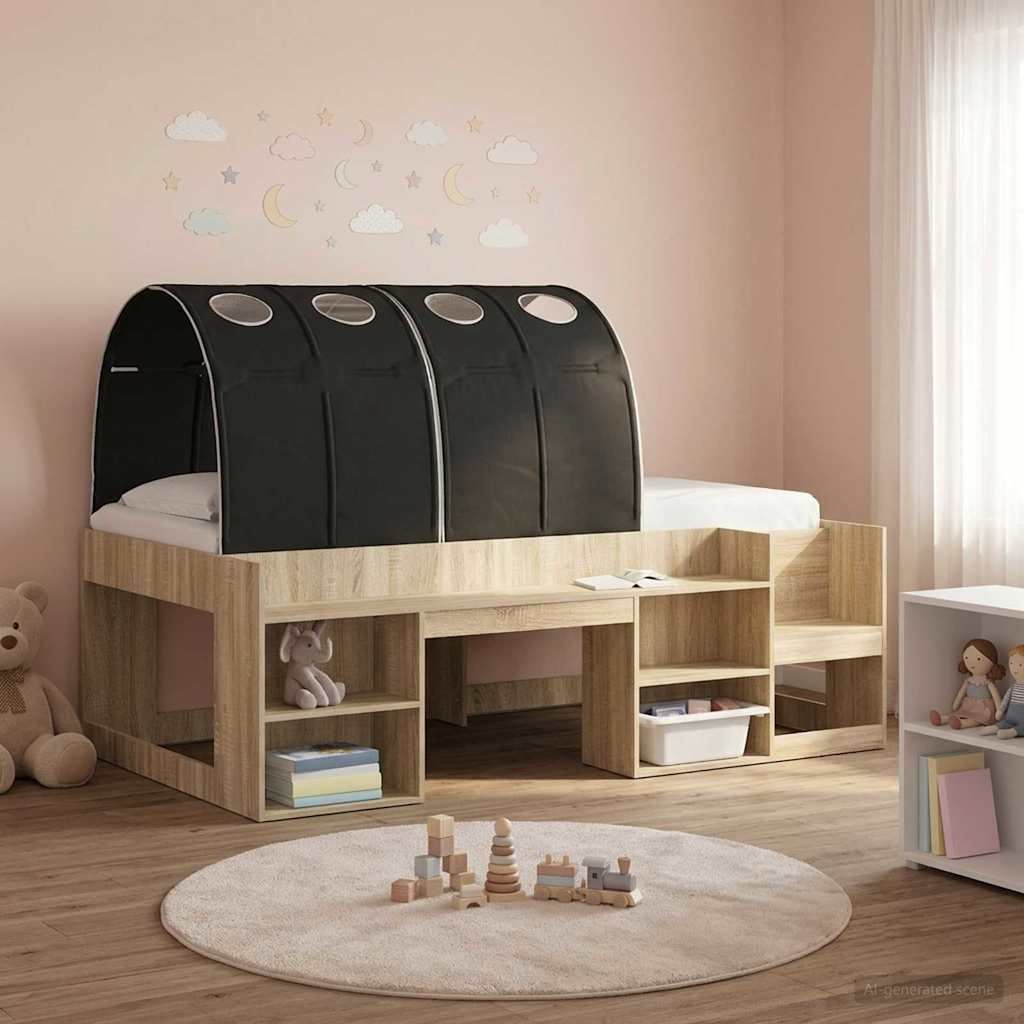 Bettunnel 2 pcs Schwarz 211 x 67,5 x 2 cm Polyester