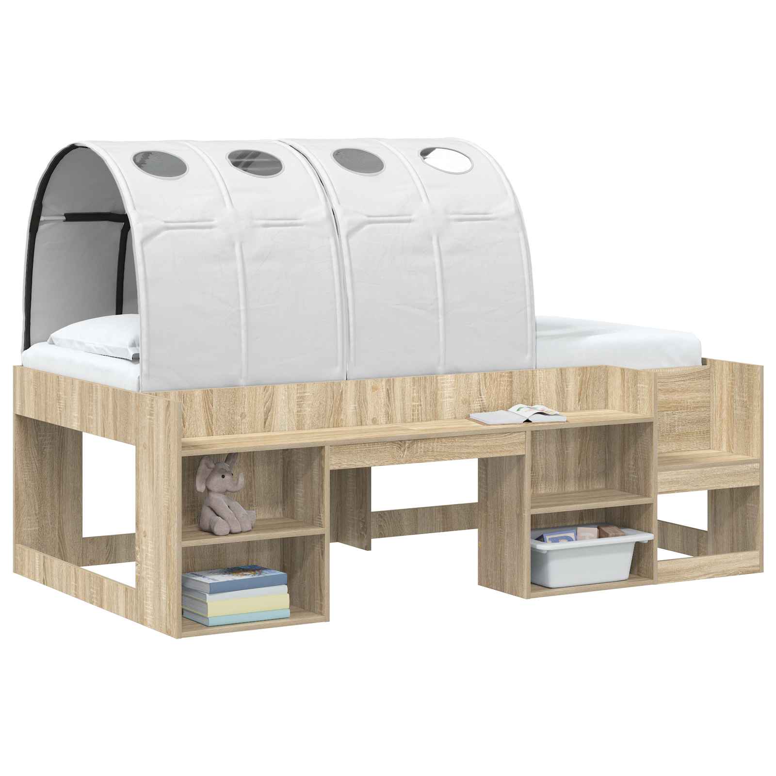 Bettunnel 2 pcs Weiß 211 x 67,5 x 2 cm Polyester